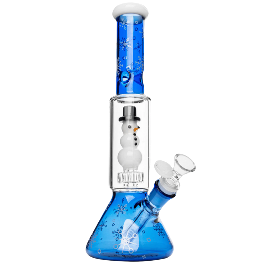 Red Eye Glass 12" Snowman Dual Chamber Beaker Base Water Pipe - Canadian Vaporizers