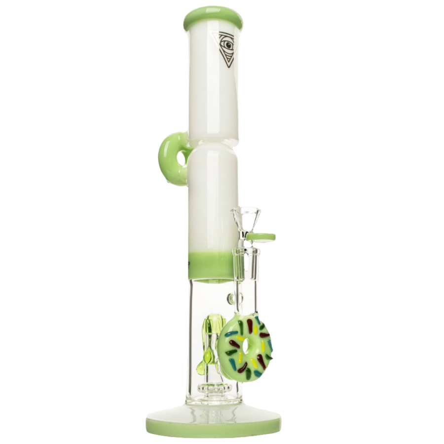 Red Eye Glass 14" Twice Baked Donut Stemless Tube Water Pipe - Canadian Vaporizers