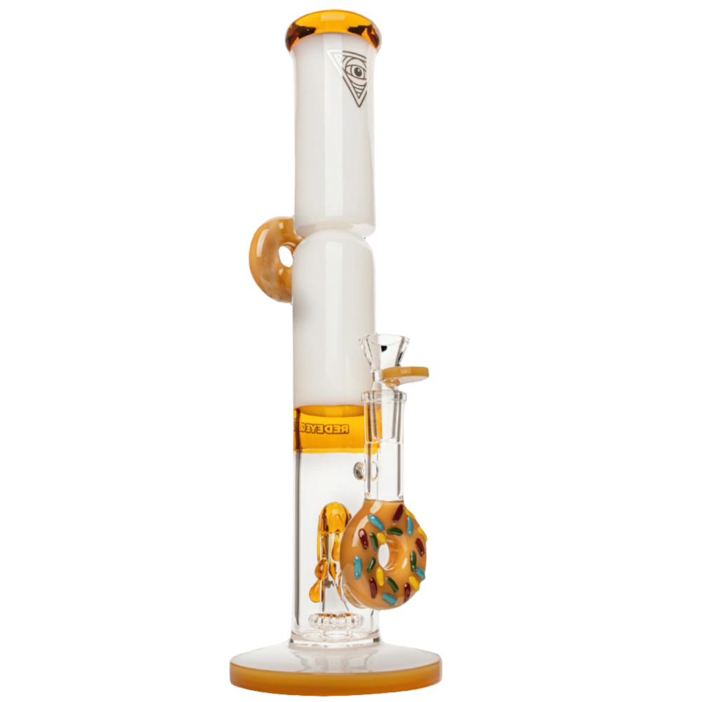 Red Eye Glass 14" Twice Baked Donut Stemless Tube Water Pipe - Canadian Vaporizers