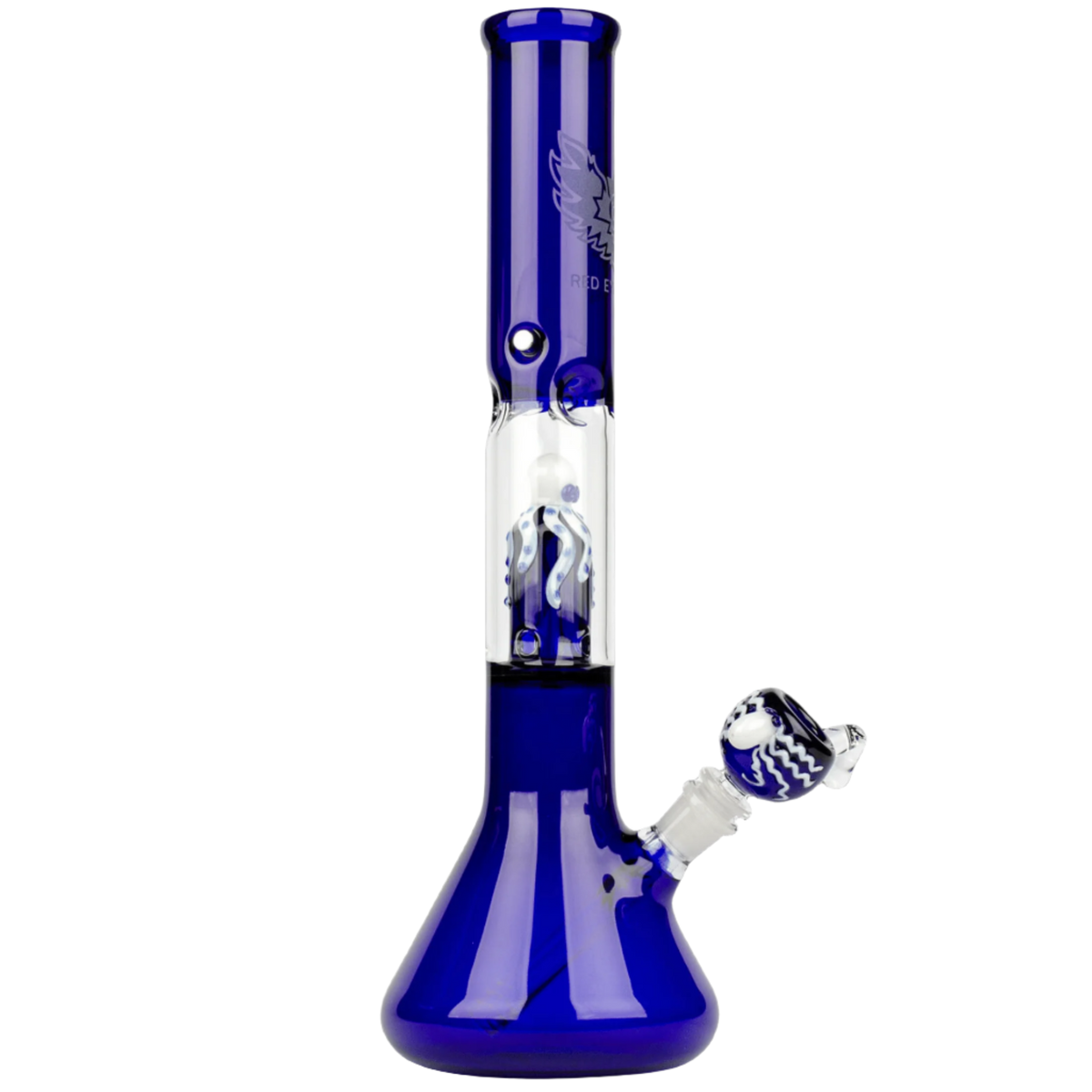 Red Eye Glass | 17" Tall Glass-On-Glass Octopus Perc Beaker Tube W/Magnetic Lighter Holder and Octopus Pullout - Canadian Vaporizers
