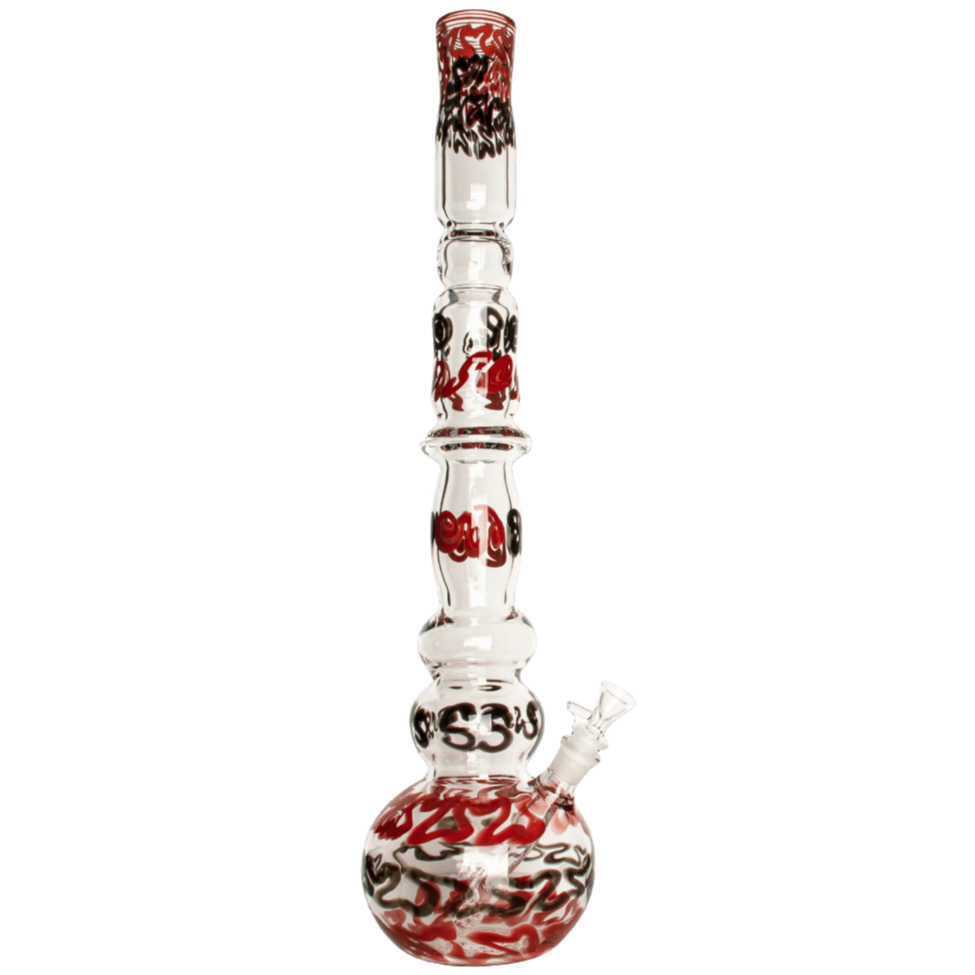 Red Eye Glass 23" 7mm Thick Train Wreck Bubble Base Water Pipe - Canadian Vaporizers
