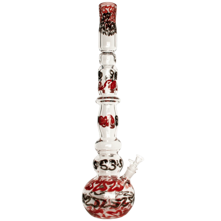 Red Eye Glass 23" 7mm Thick Train Wreck Bubble Base Water Pipe - Canadian Vaporizers