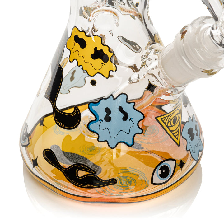 Red Eye Glass 10" Smiley Face Bong