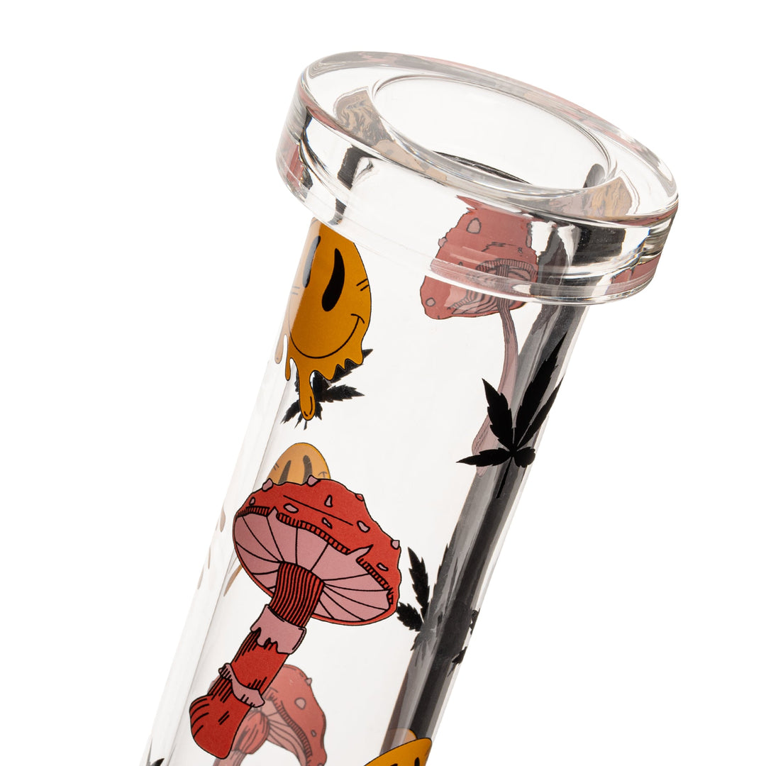 Red Eye Glass 12" Smiley Shrooms Bong