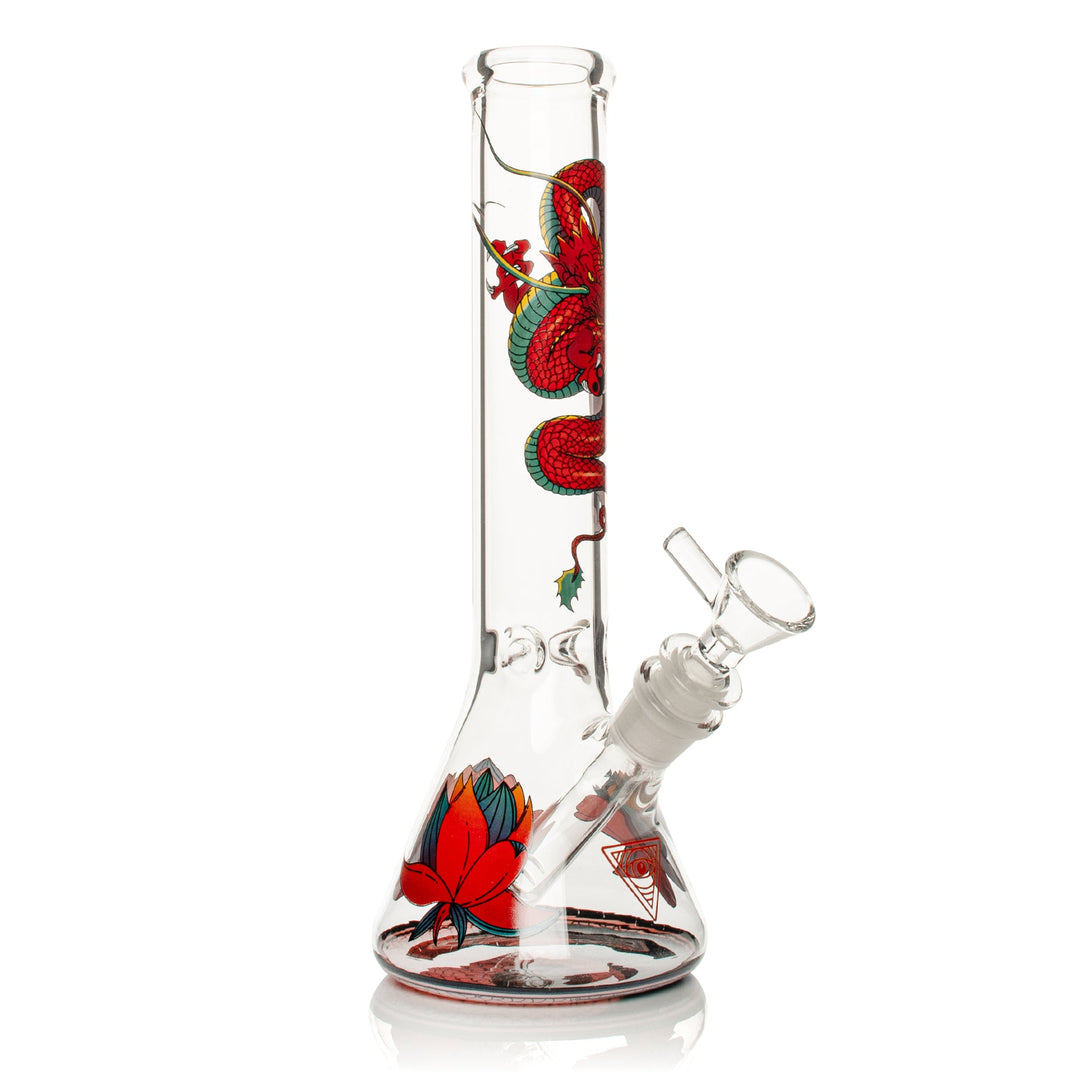 Red Eye Glass 10" Yin-Yang Dragon Bong