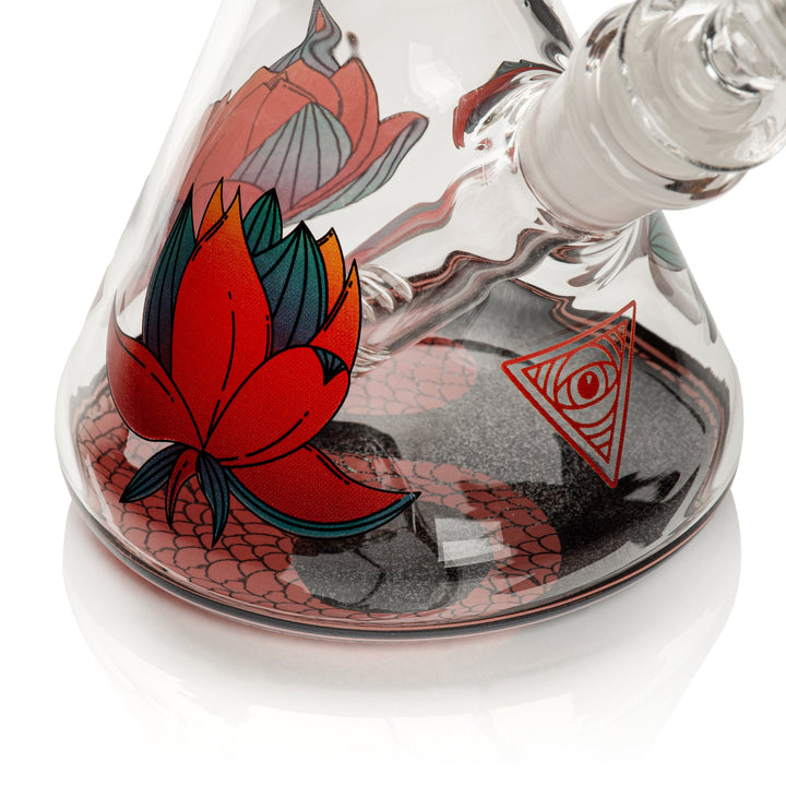 Red Eye Glass 10" Yin-Yang Dragon Bong