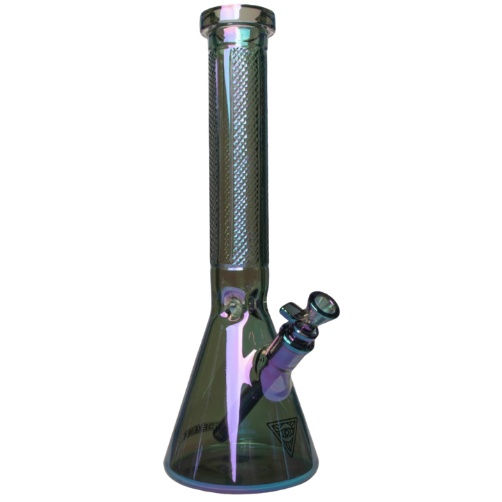 Red Eye Tek 15" 7mm Thick Metallic Terminator Finish Traditions Series Beaker Tube W/Facetted Quarter Pattern Details - Canadian Vaporizers