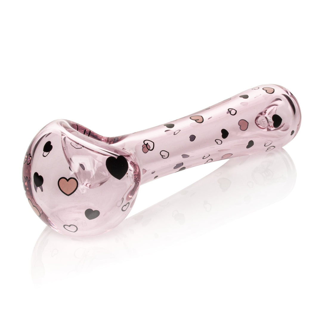 Red Eye Glass 4.5" Floating Hearts Spoon Hand Pipe