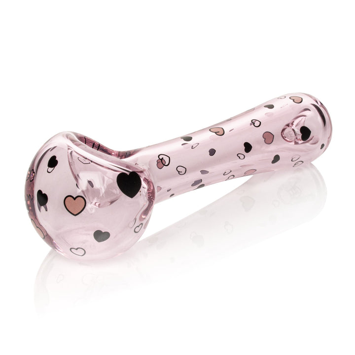 Red Eye Glass 4.5" Floating Hearts Spoon Hand Pipe