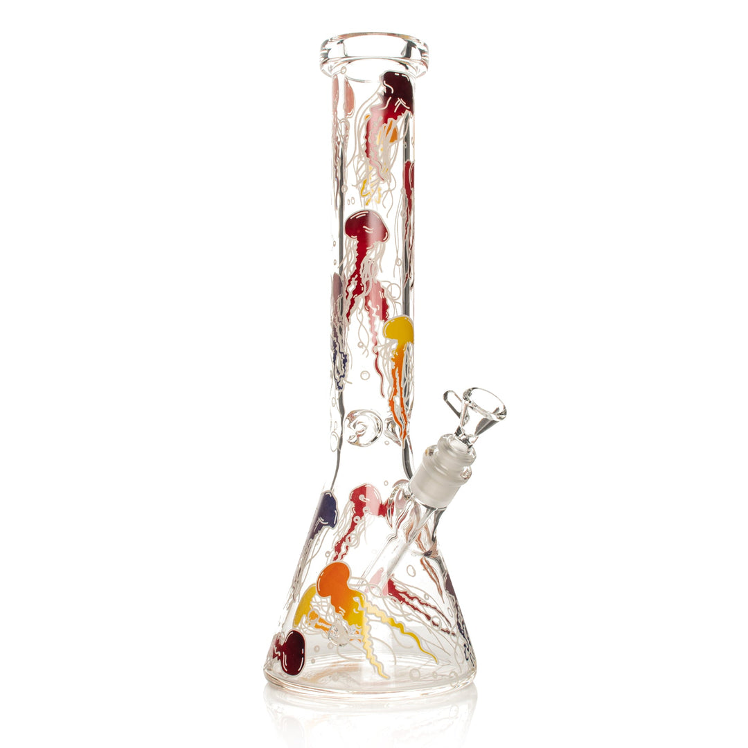 Red Eye Glass 15" 7mm Thick Jellyfish Glow in the Dark Bong