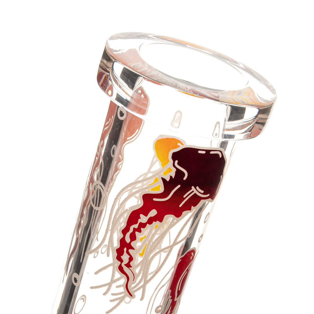 Red Eye Glass 15" 7mm Thick Jellyfish Glow in the Dark Bong