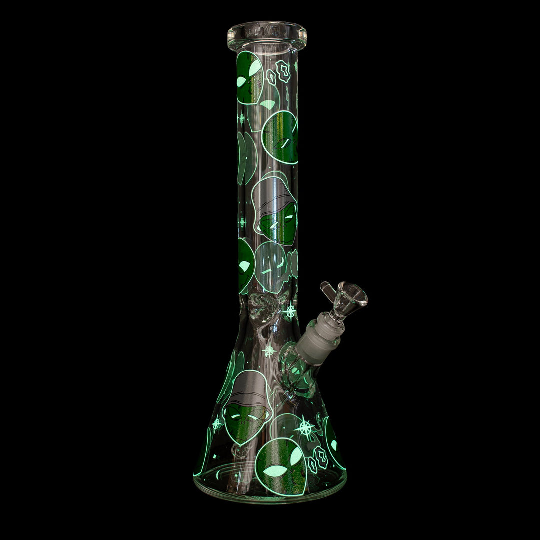 Red Eye Glass 15" 7mm Thick Alien Glow in the Dark Bong