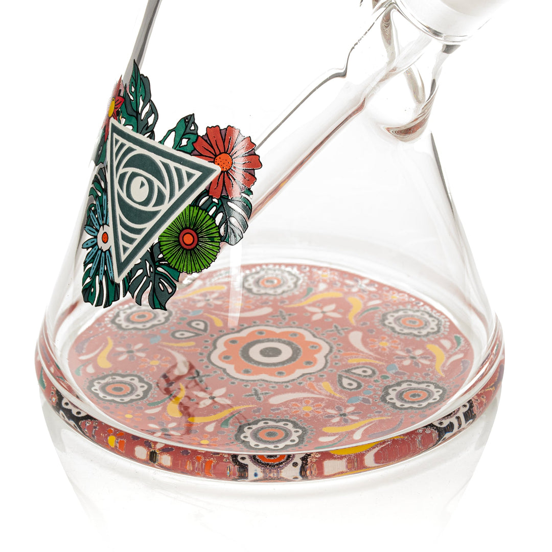 Red Eye Glass 15" 7mm Thick Sugar Skull Glow-in-the-Dark Bong