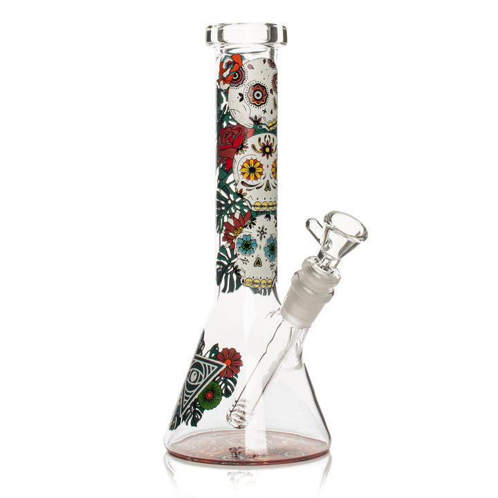 Red Eye Glass 10" Sugar Skull Glow in the Dark Bong
