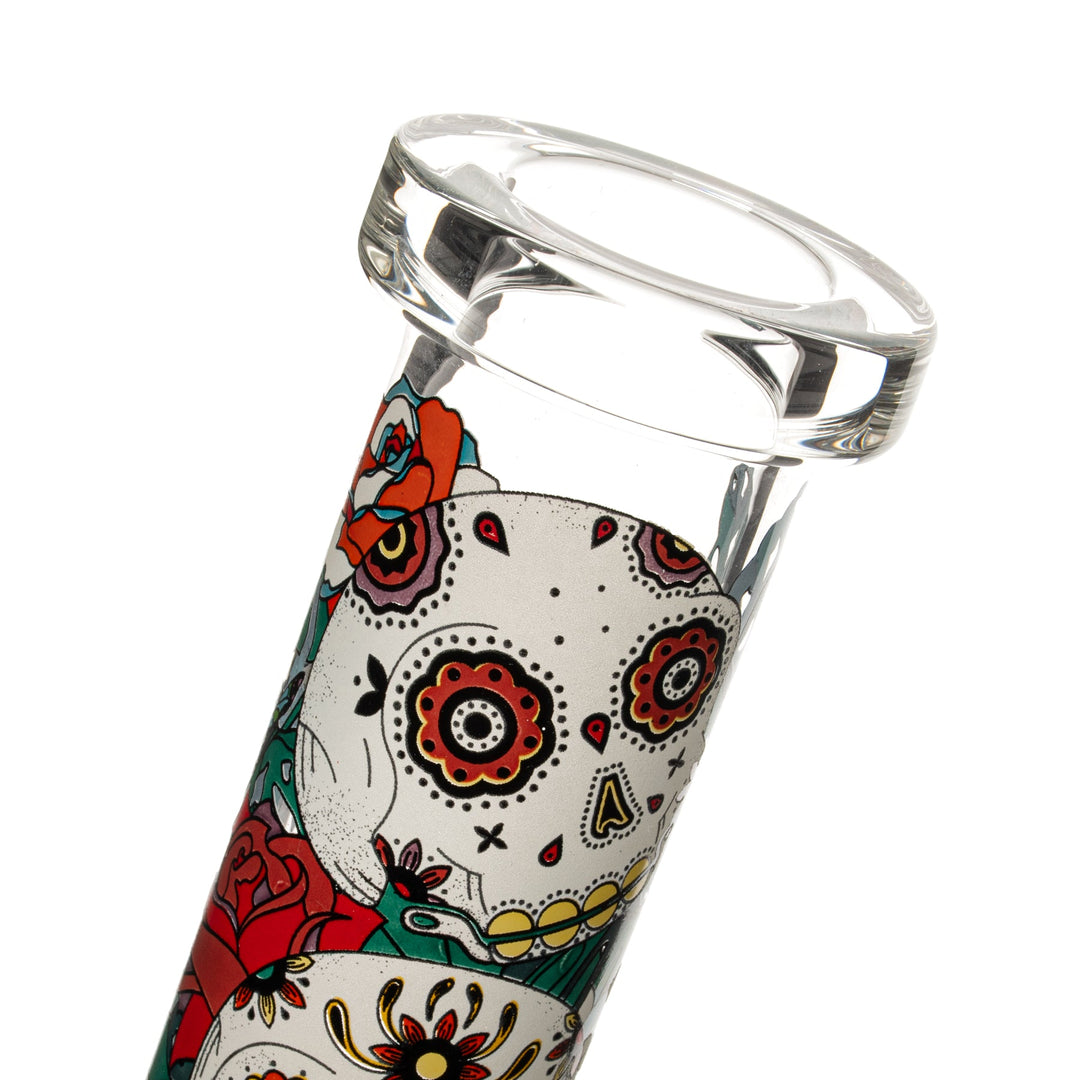 Red Eye Glass 10" Sugar Skull Glow in the Dark Bong
