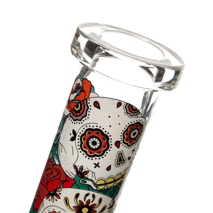 Red Eye Glass 10" Sugar Skull Glow in the Dark Bong