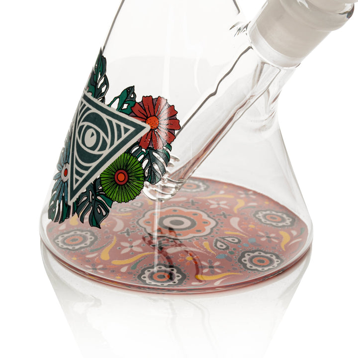 Red Eye Glass 10" Sugar Skull Glow in the Dark Bong