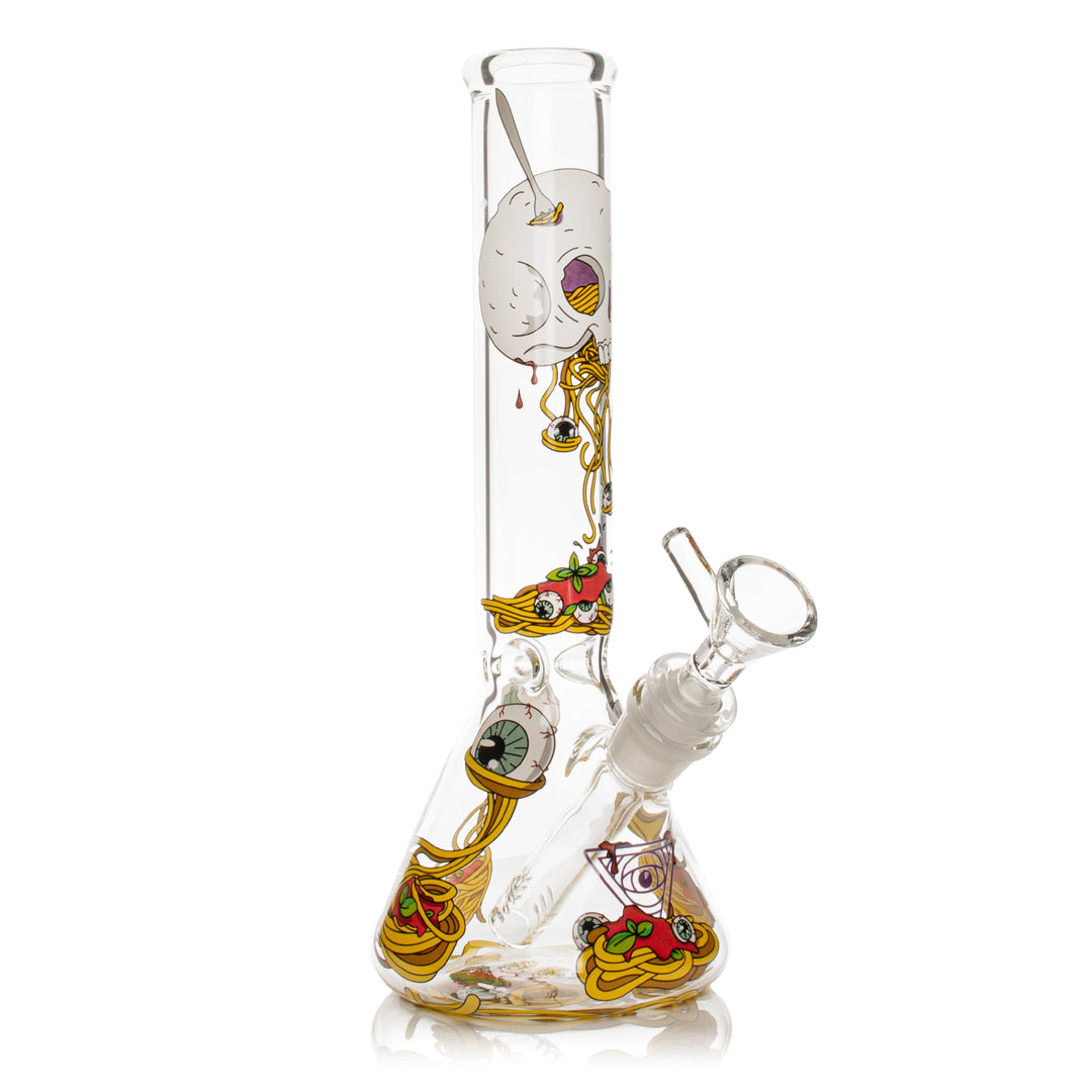 Red Eye Glass 10" Spaghetti Skull Bong