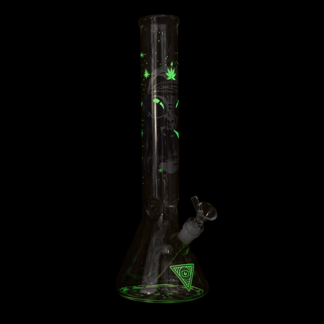 Red Eye Glass 15" Glow-in-the-Dark Extraterrestrial Bong