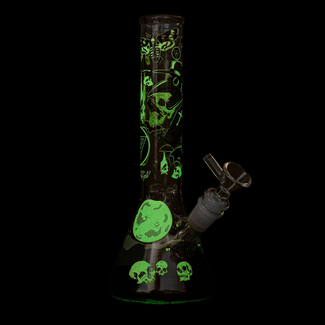 Red Eye Glass 10" Glow-in-the-Dark Cemetery Bong