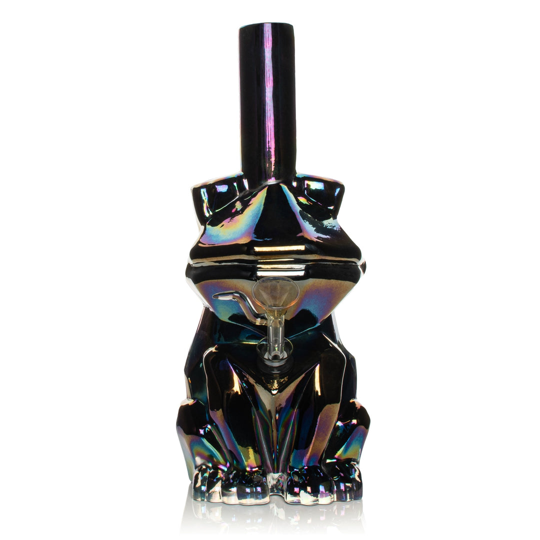 Retro Glass 10" Platinum Metallic Frog Bong