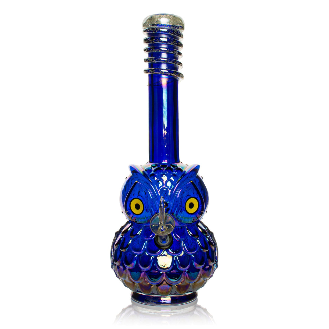 Retro Glass 10" Platinum Metallic Owl Bong