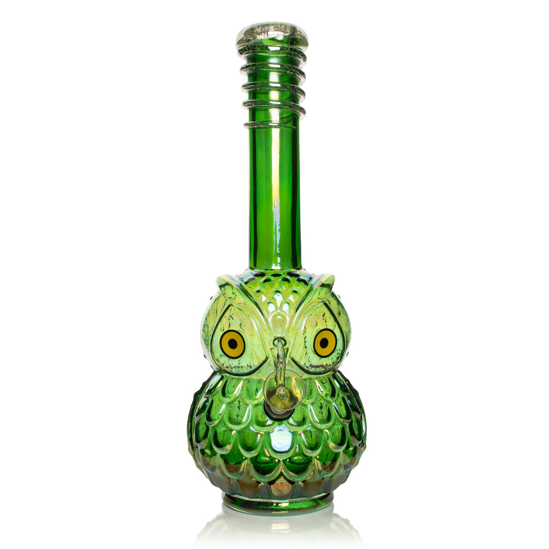Retro Glass 10" Platinum Metallic Owl Bong
