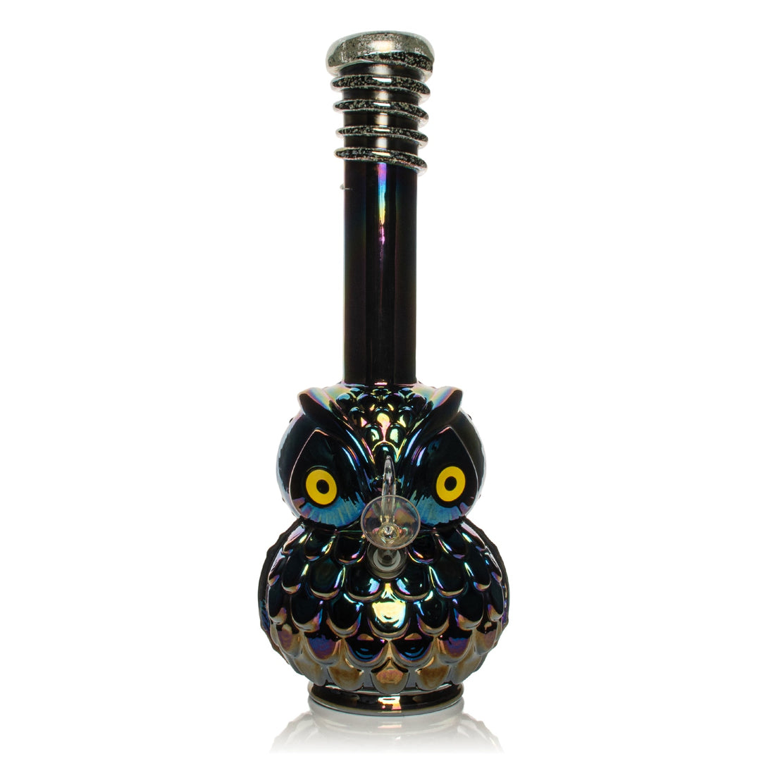 Retro Glass 10" Platinum Metallic Owl Bong