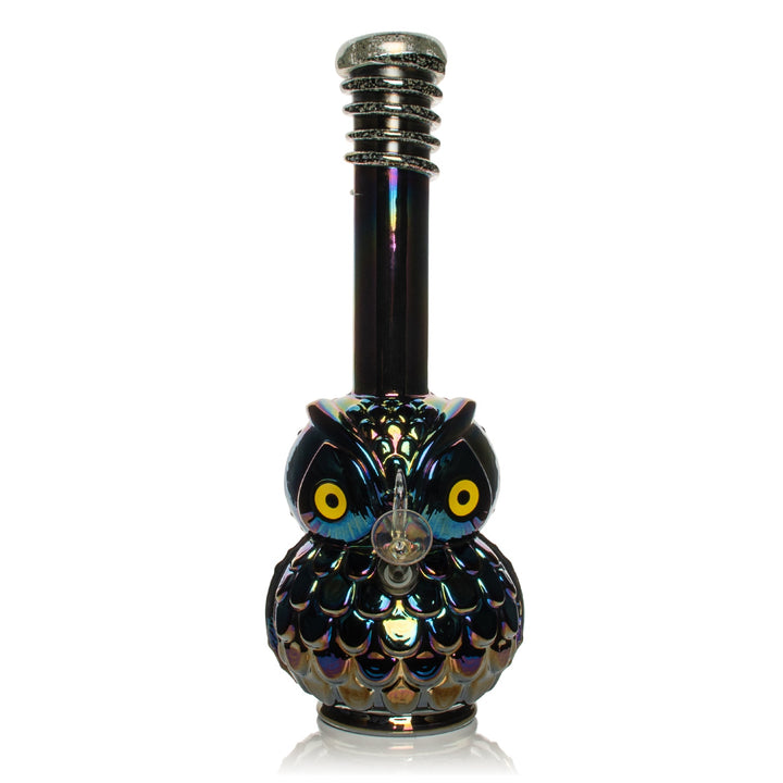 Retro Glass 10" Platinum Metallic Owl Bong