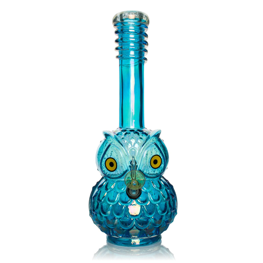 Retro Glass 10" Platinum Metallic Owl Bong