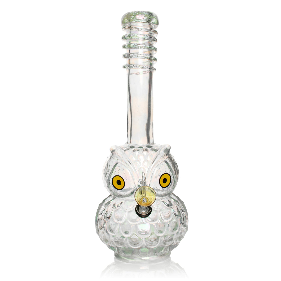 Retro Glass 10" Platinum Metallic Owl Bong