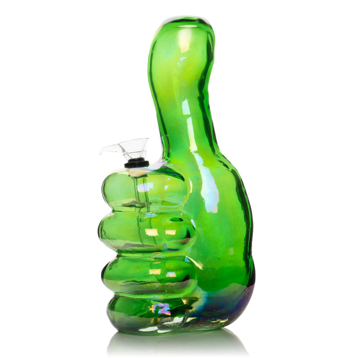 Retro Glass 10" Platinum Metallic Thumbs Up Bong